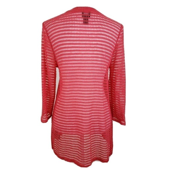 Travelers Collection By Chico's ~Woman Size 1~Orange Lurex Open Cardigan Sweater - Picture 3 of 12